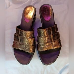 Nine & Co. leather‎ gold/brown sandals sz 8M